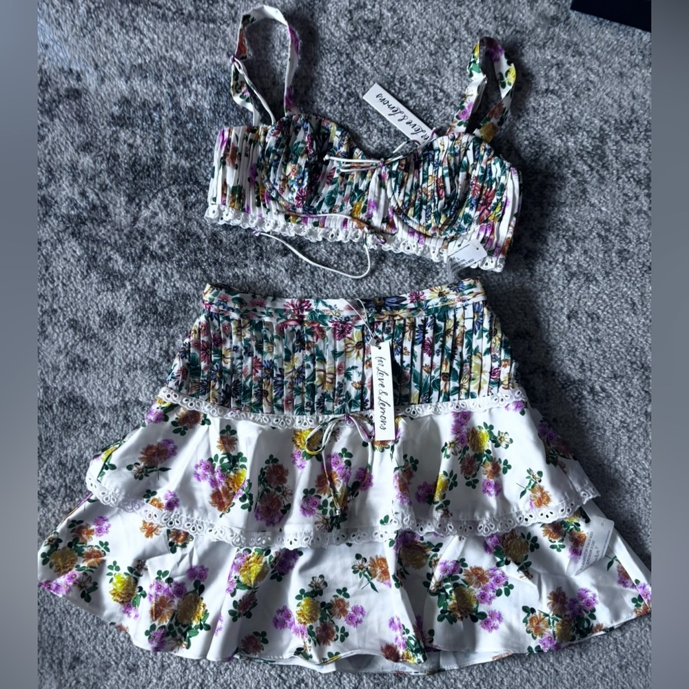 NWT For Love and Lemons Rosalyn skirt set Size: Medium - Picture 3 of 10